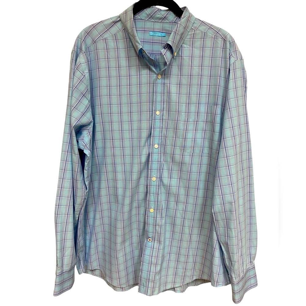 j. mcglaughlin dress shirt long sleeve Men Size Large Button Down Collar Blue